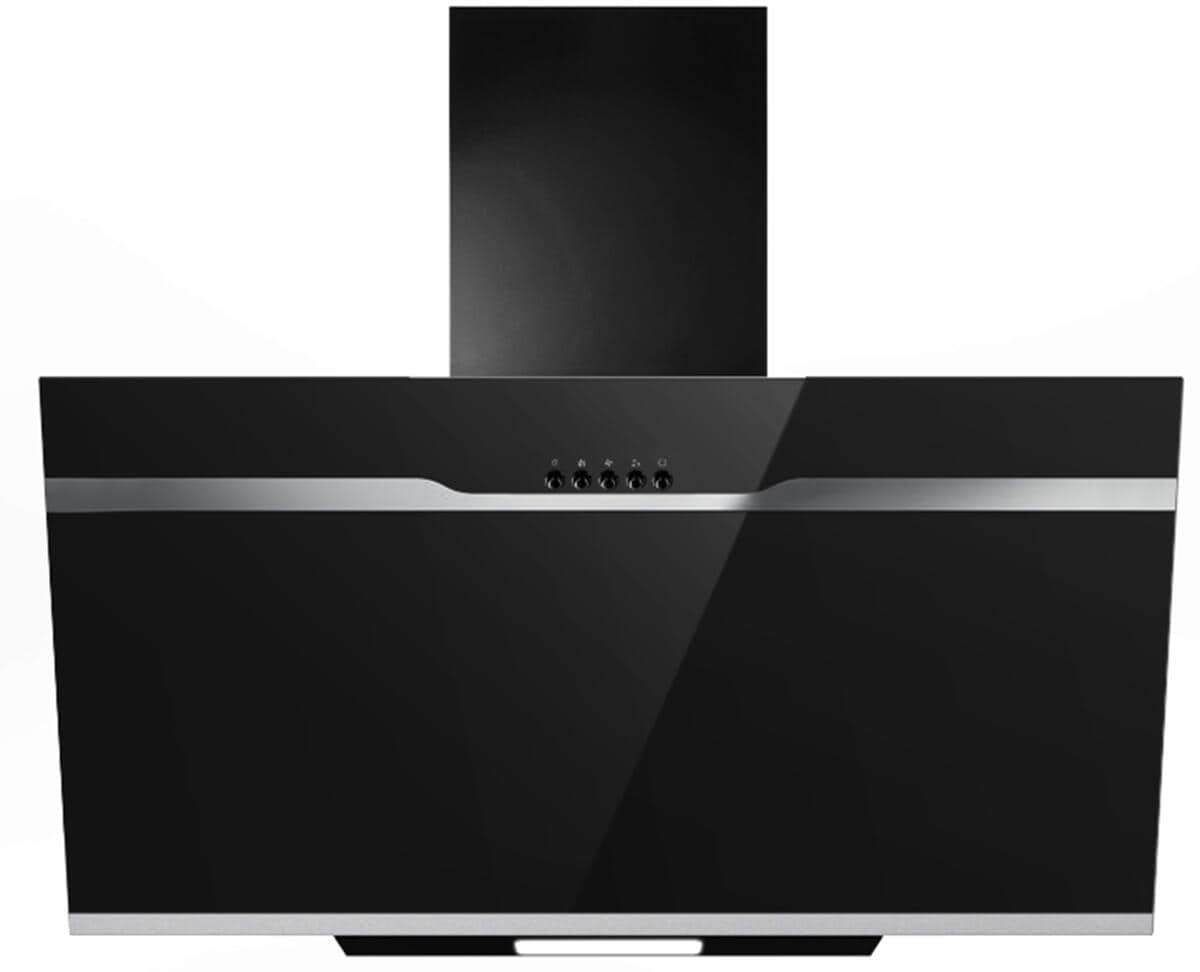 PKM S23-60 ABPX Kopffreihaube, 60 cm breit, 258 m³/h, Abluft und Umluft, 3 Leistungsstufen, Randabsaugungstechnik, schwarz mit Edelstahlapplikation