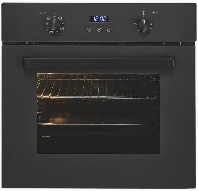 Exquisit EBE367-H-120 EEK A Einbaubackofen, 59,5 cm breit, 67 L, 8 Heizarten, Grillfunktion, mattschwarz