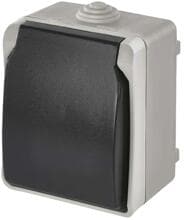 EMOS A1396 Wandsteckdose SCHUKO, IP44, grau-schwarz (3104139600)