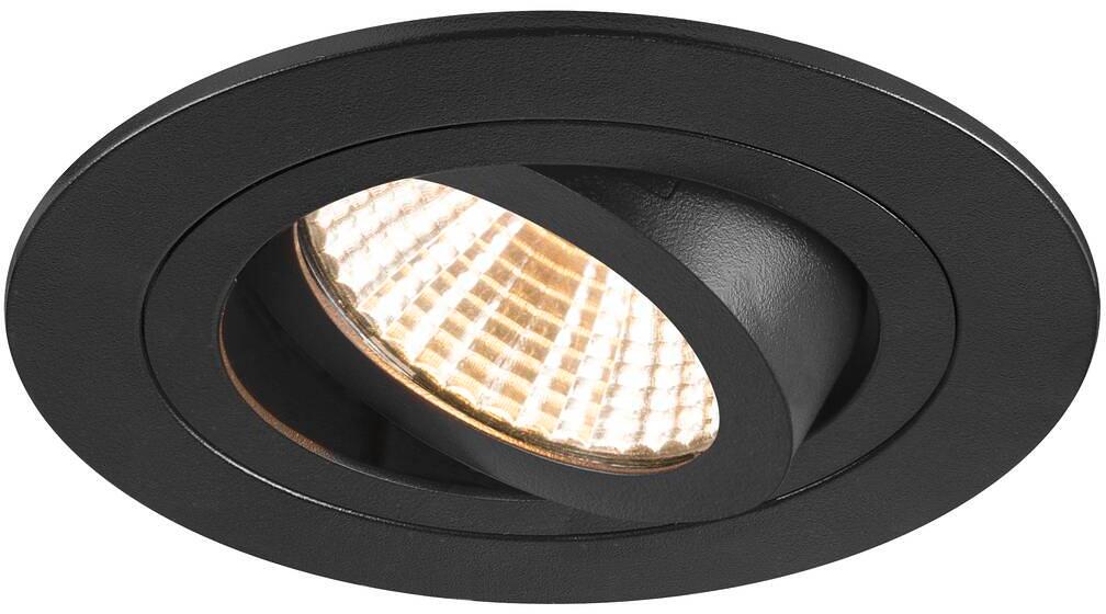 SLV NEW TRIA 75 Deckeneinbauleuchte, 3000K, 38°, IP20, rund, schwenkbar, Phase dimmbar, schwarz (1007404)