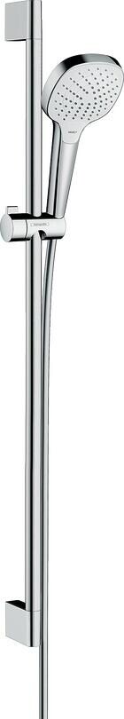 hansgrohe Croma Select E Duschset 110 Vario wassersparend mit Duschstange 90 cm, Messing, 9 l/min, 110 mm, Weiß/Chrom (26593400)