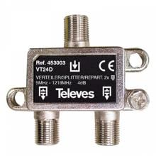 Televes VT24D 2-fach F-Verteiler, für CATV-Signale (453003)