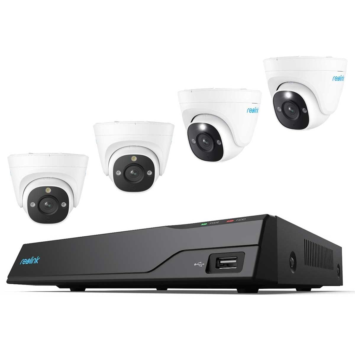 Reolink NVS8-12MD4 12 MP 8-Kanal PoE-Komplettsystem für Videoüberwachung mit Nachtsicht in Farbe, inklusive 2 TB Festplatte, Dome, weiß