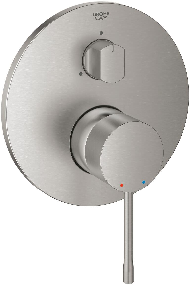 GROHE Essence Einhandbatterie , 3-Wege Umstellung, Fertigmontageset für GROHE Rapido SmartBox, Professional Edition, supersteel (24169DC1)