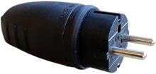 N & L Schutzkontaktstecker Gummi 230 V, IP44, Schwarz (11257)