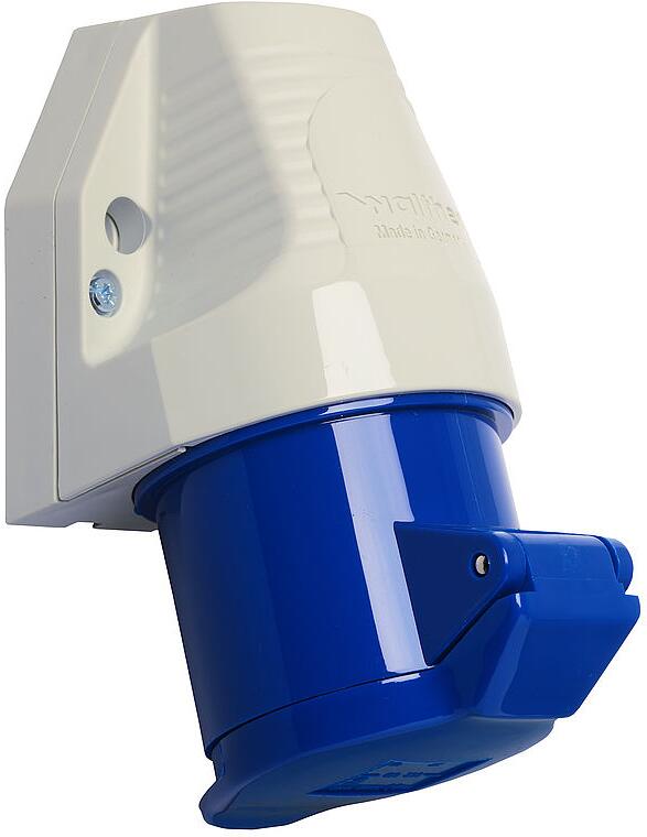 Walther Werke (130306) Wandsteckdose, zur Außenbefestigung, 32 A, 3-polig, mit einer Kabeleinführung oben