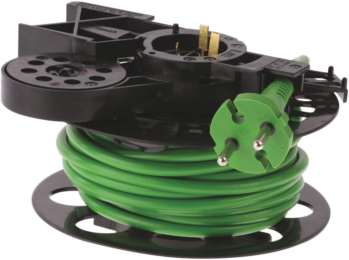 Bosch Siemens 00646161 Kabeltrommel, 0,75²; EU-Stecker; 9,25m;, grüne Zuleitung