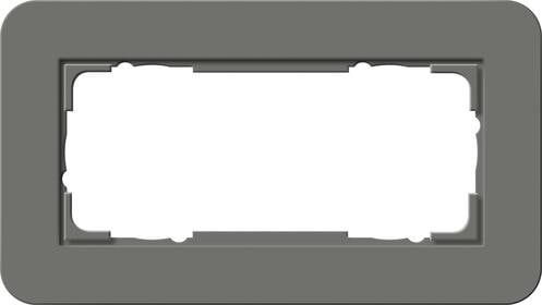 Gira 1002423 Abdeckrahmen 2-fach ohne Mittelsteg, E3, dunkelgrau Soft-Touch mit Trägerrahmen anthrazit
