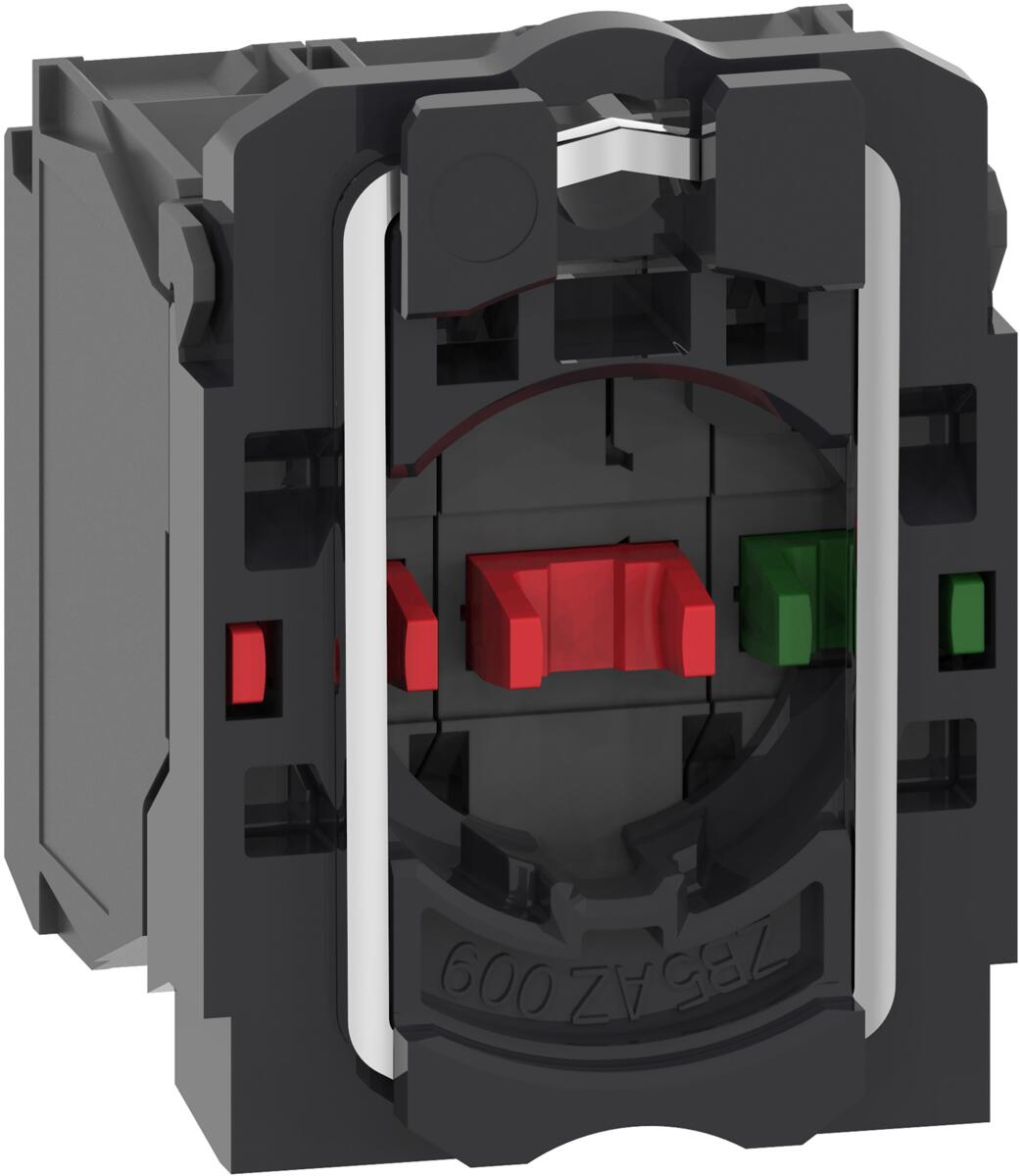 Schneider Electric ZB5AZ141 Harmony XB5, Hilfsschalterblock mit Befestigungsflansch, Knuststoff, 22mm, 30mm, 1S+2Ö, Schraubklemme