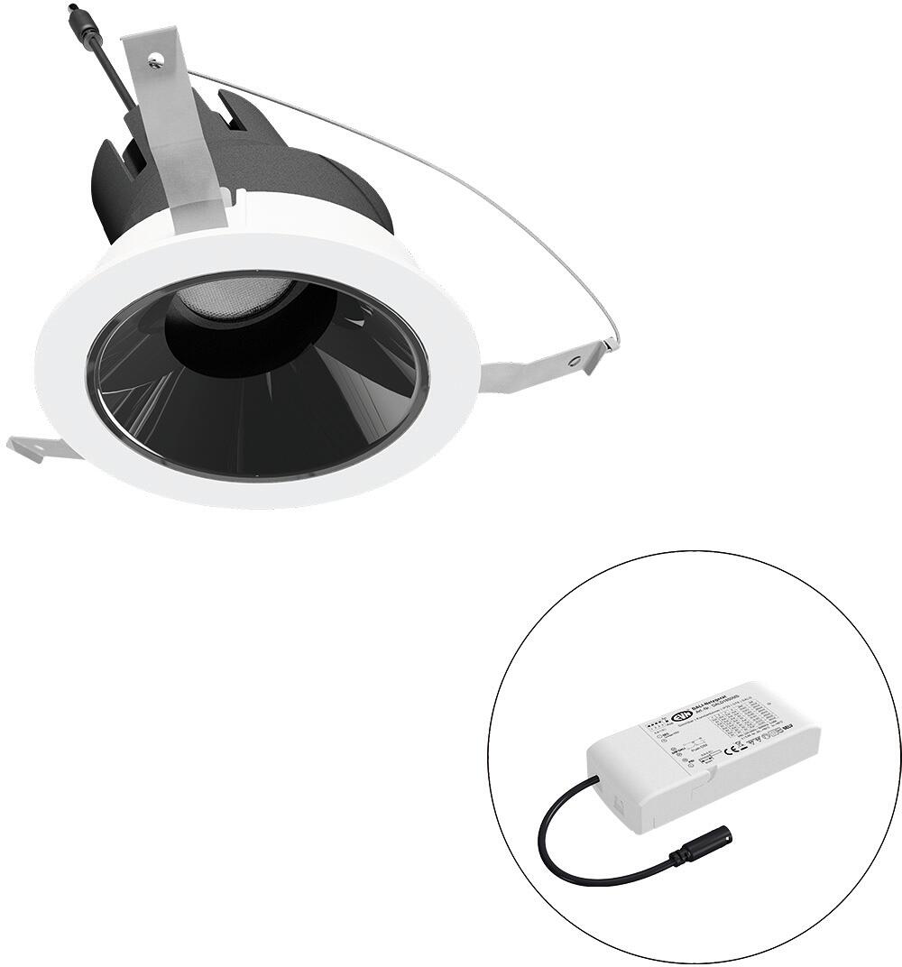 EVN SELECTO LED Deckeneinbau, rund, schwenkbar, IP20, 220-240V/AC, 6W, 2700K, 686lm, inkl. Netzgerät, DALI, Reflektor schwarz/hochglänzend, 2.004,00cd