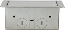 BS Bodensteckdose 2fach Steckdose mit Deckel, 2x Schuko Klappdeckel, Edelstahl (3302E)