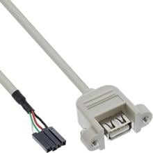 InLine USB 2.0 Anschlusskabel, Einbaubuchse A auf Pfostenanschluss, 0,60m (33440F)