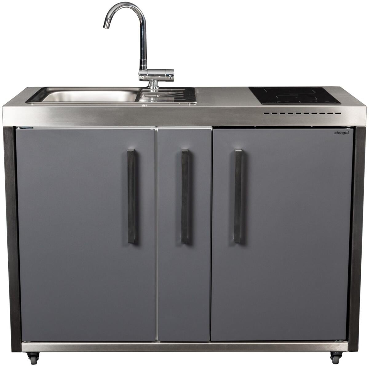 Stengel MO 120 A Miniküche Outdoor, Induktionsfeld links, Spüle rechts, schiefergrau (2212000227015)
