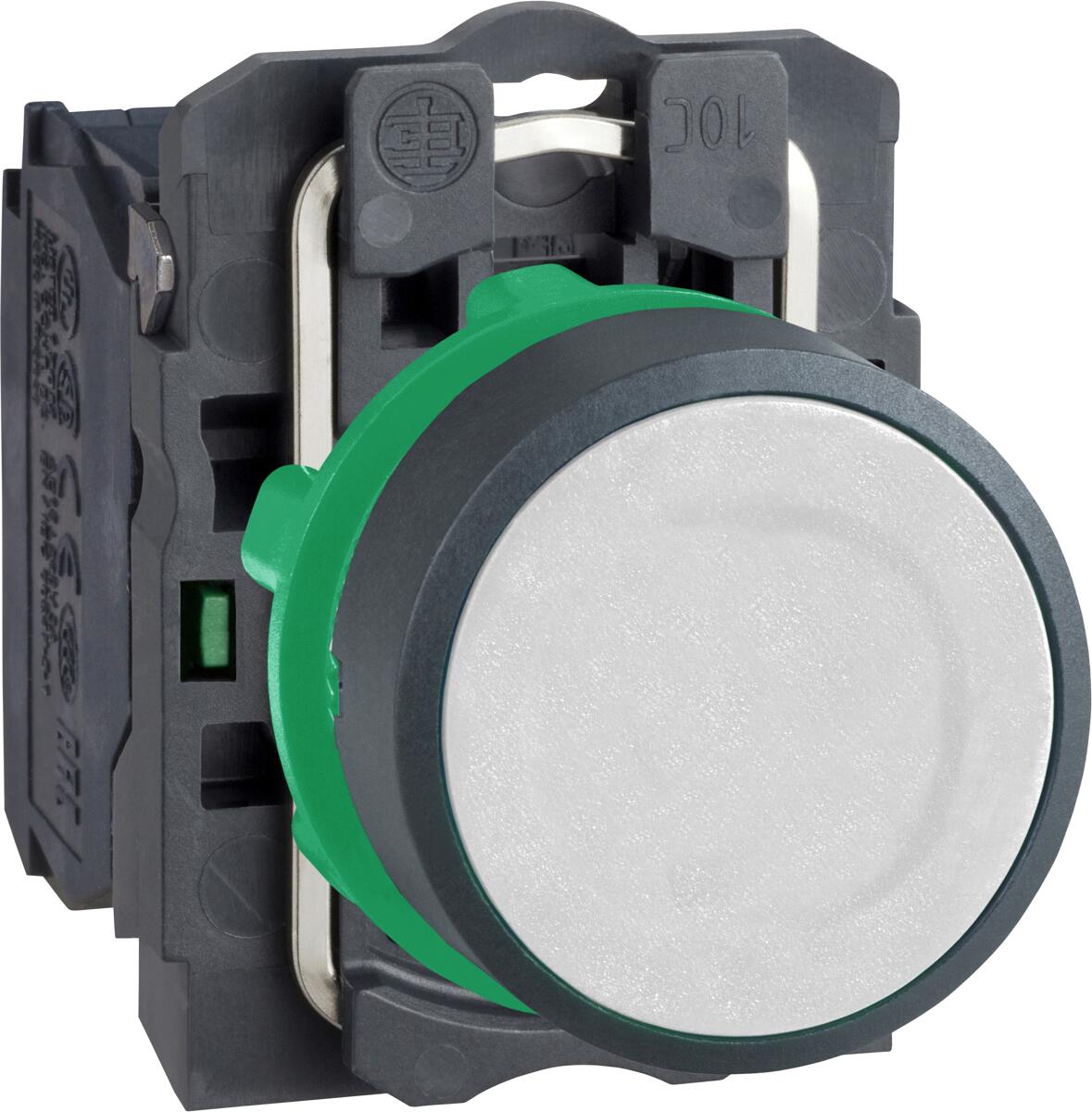 Schneider Electric XB5AA11 Harmony XB5, Drucktaster, Kunststoff, unbeschriftet, 22mm, tastend, 1S, weiß