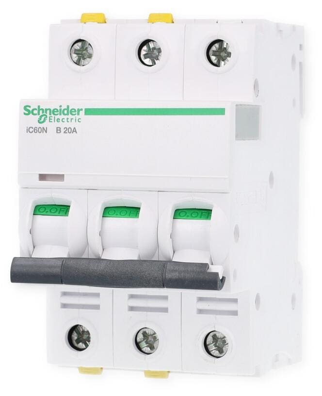 Schneider Electric A9F03320 Leitungsschutzschalter iC60N, 6 kA, B-Charakteristik, 20A, 3-Polig