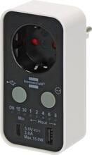 Brennenstuhl Countdown Timer-Steckdose mit USB A und USB C für die Verwendung im Innenbereich, weiß schwarz (1506180)