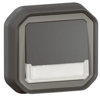 Legrand Plexo New Feuchtraum-Unterputz Taster Wechselkontakt beleuchtet mit Beschriftungsfeld, 10A, Steckklemmen, IP55, anthrazit (069854L)