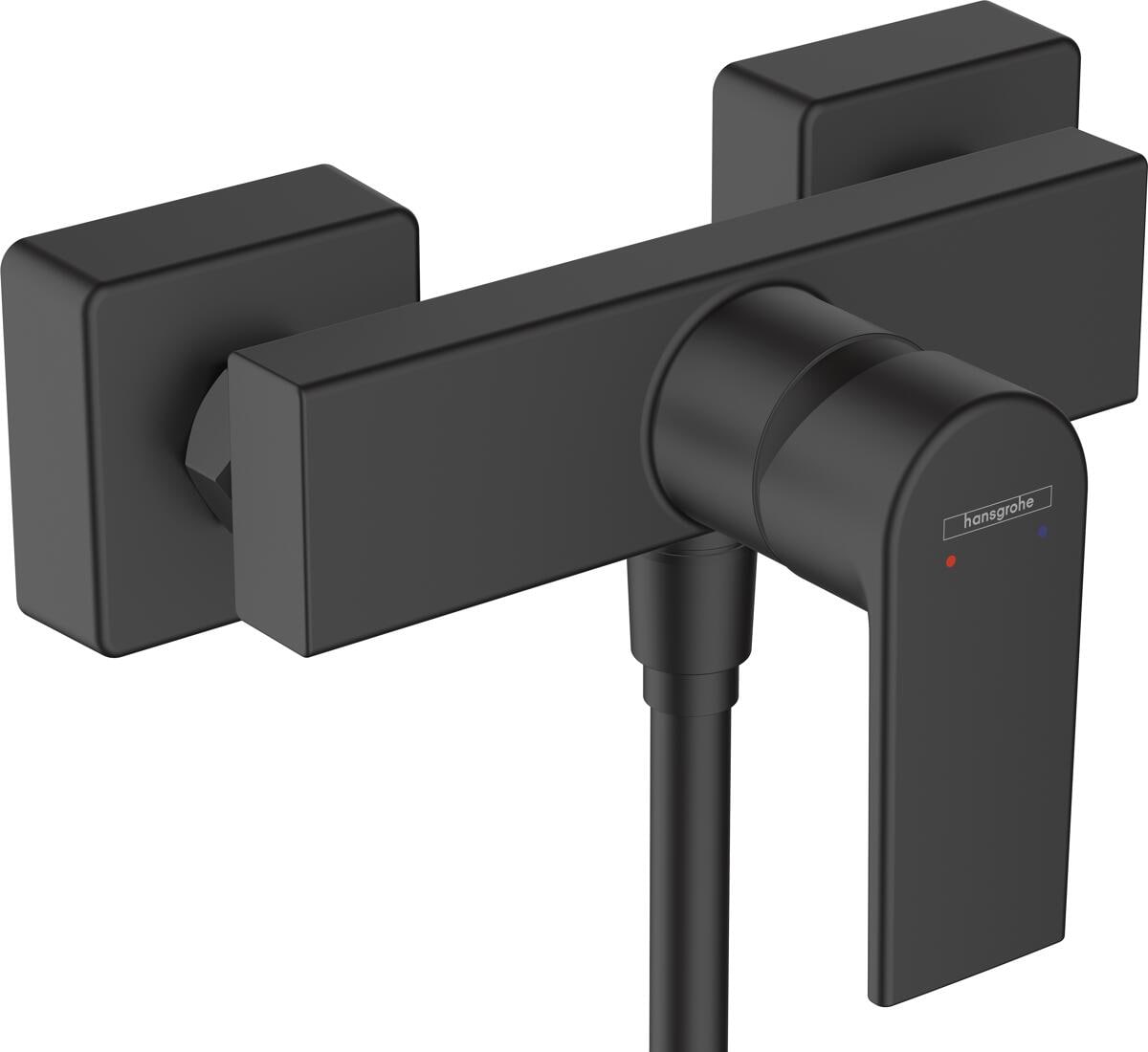 hansgrohe Vernis Shape Einhebel-Duscharmatur Aufputz, Messing, 15,7 l/min, mit Rückflussverhinderer, Mattschwarz, (71650670)