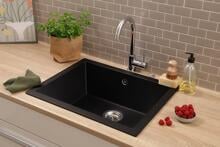 respekta NELSON60X47S Granitspüle, 60 cm breit, für Unterschränke ab 60 cm Breite, schwarz