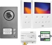 Grothe Comfort-Videoanlagen-Set 2VOICE-Technologie für ein Zweifamielienhaus Systembus mit nur 2 echten Leitungen, weiß (SET 1784/782)