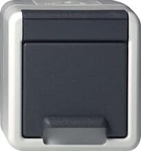 Gira 444030 SCHUKO-Steckdose 16 A 250 V~ mit Klappdeckel WG AP, Grau