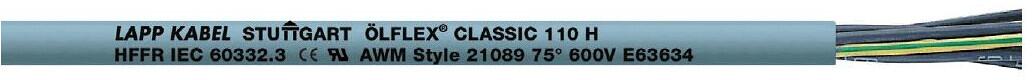 Lapp ÖLFLEX CLASSIC 110 H Steuerleitung 12G1, HFFR, 1mm², grau, 100m (10019969/100)