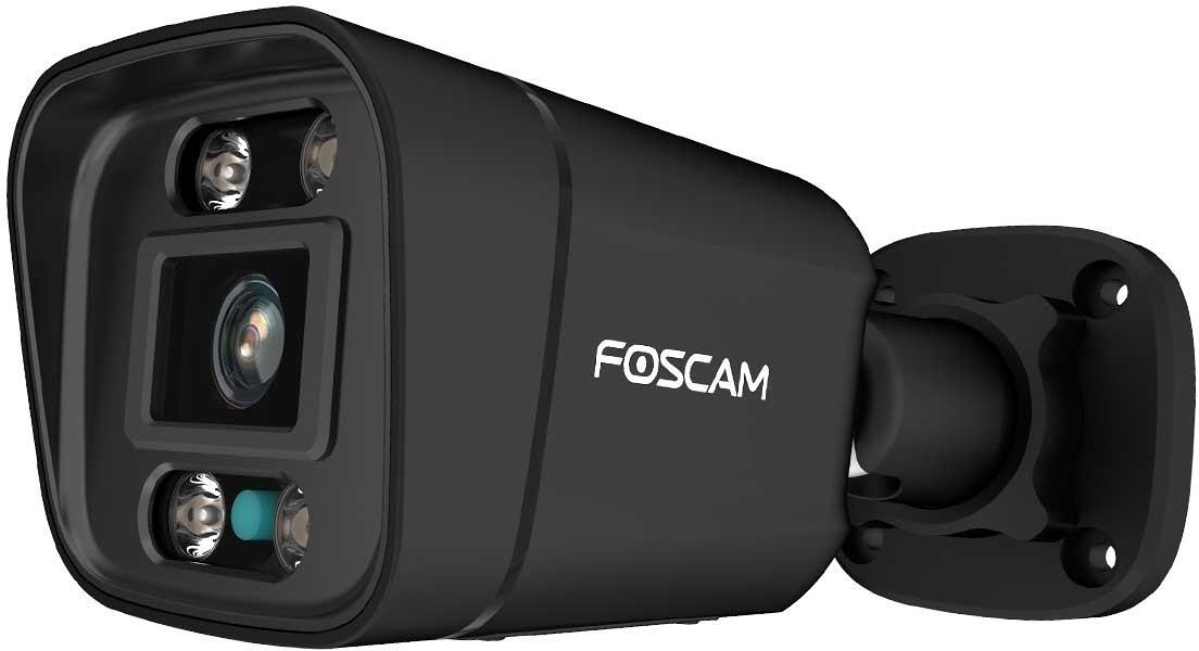 Foscam V8EP POE-Überwachungskamera, IP66, mit Scheinerfer, mit Alarmsirene, schwarz