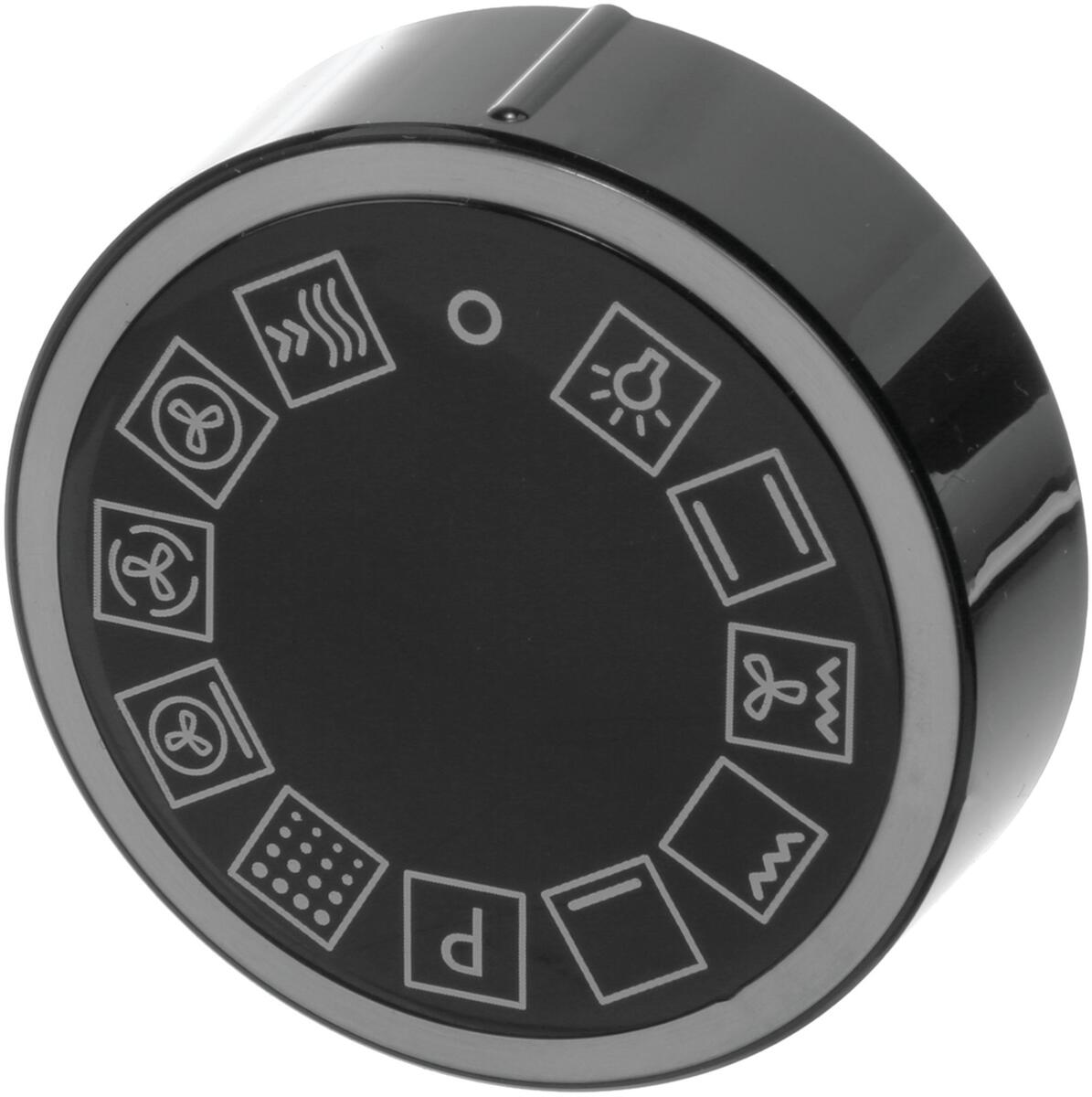 Bosch Siemens 10011606 Drehgriff-Vorwahl, rund, feststehend, schwarz, unbeleuchtet;, Bedruckungsfarbe: hellgrau