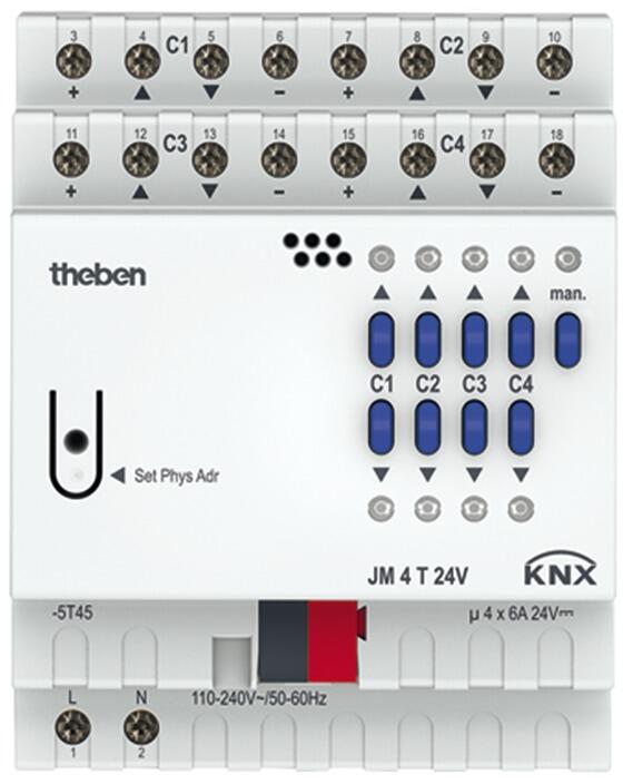 Theben JM 4 T 24V KNX Jalousieaktor 4-fach, 24 V, KNX TP (4940260)
