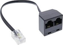InLine ISDN Verteiler 1x RJ45 ST / 2x RJ45 BU, (8P4C), o. Endwiderstände, 0,15m (69933B)