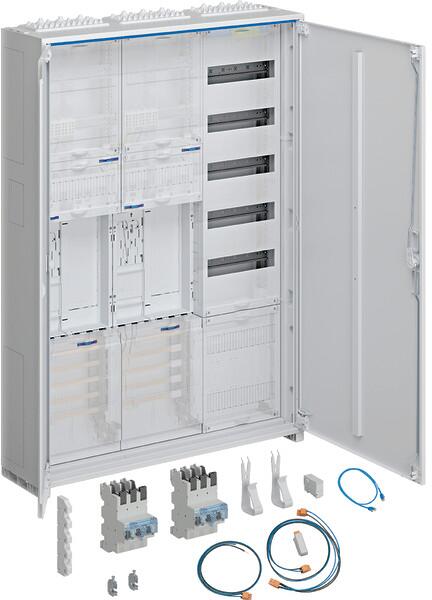 Hager ZB33EZ26SB Komplettschrank, universZ, 2ZP, RES, BKE-I, OKK, VT5, APZb, SLS, 40A, ESA, 1100x800x205mm, IP44, 3-Feld