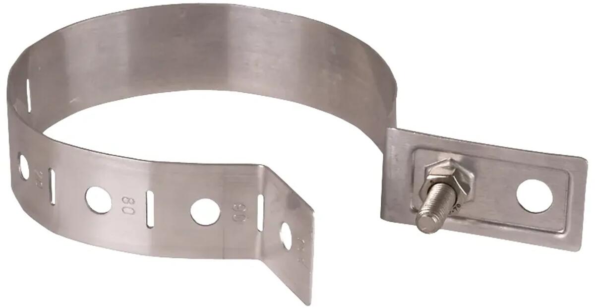 Dehn RRS V 60.150 B10.5 AL Regenrohrschelle, 60-150mm, mit Anschluss-Bohrung D 10,5mm, Aluminium (423021)