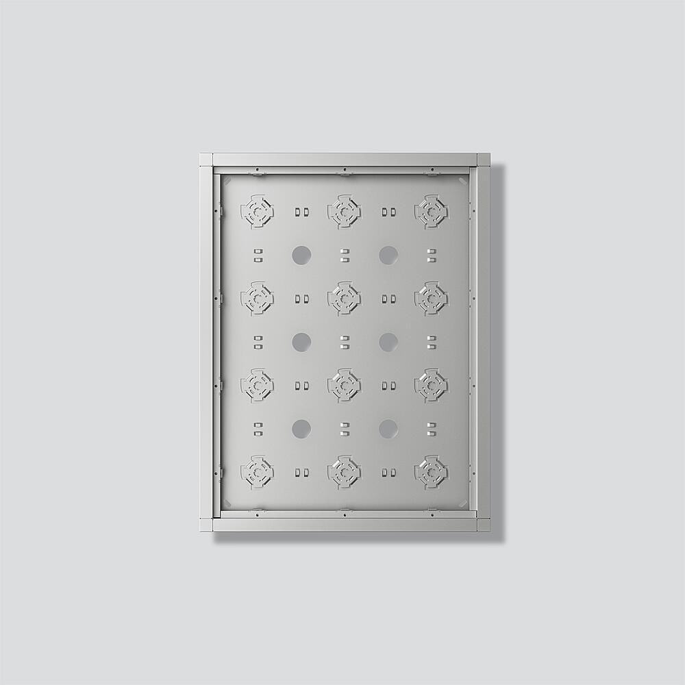 Siedle GA 612-4/3-01 SM Aufputzgehäuse für 12 Funktionsmodule, für Türstation, Aluminium, integrierbare Diebstahlsicherung, Maße 332 x 432 x 36,5 mm s