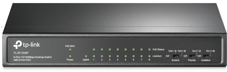 TP-Link 9-Port 10/100Mbit/s-Desktop-Switch mit 8 PoE+-Ports (TL-SF1009P)