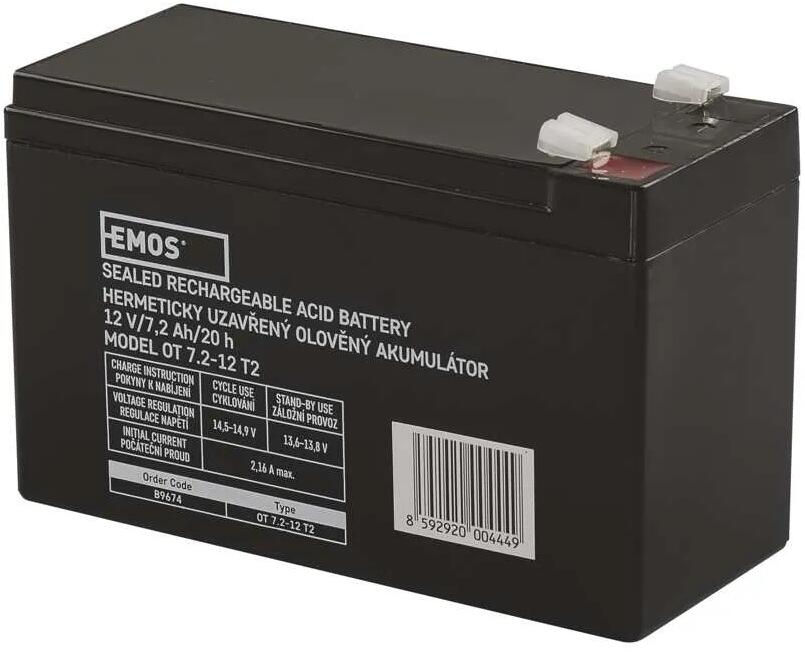 EMOS ACCU.SLA 12V 7.2AH FAST.6.3 MM Wartungsfreier Blei-Akku 12 V/7,2 Ah, faston 6,3 mm