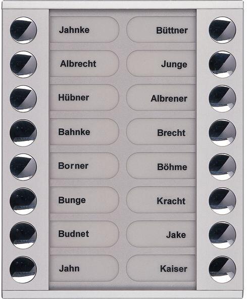 TCS PET16-EN/04 Klingeltastenerweiterung für Audio Außenstation, 16 Klingeltasten, rechts-/linksbündig, AP, Serie PES/AVE, silber