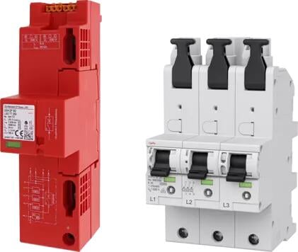 Dehn ZP B2 LSG TT 255 + 1x DSHU 3P 35 Kombiableiter Set Typ 1 + Typ 2 + Typ 3 für TT- und TN -S-Systeme (909655)