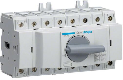 Hager HIM408 Lastumschalter, 3-polig + N, 80A, für Hutschiene oder Montageplatte