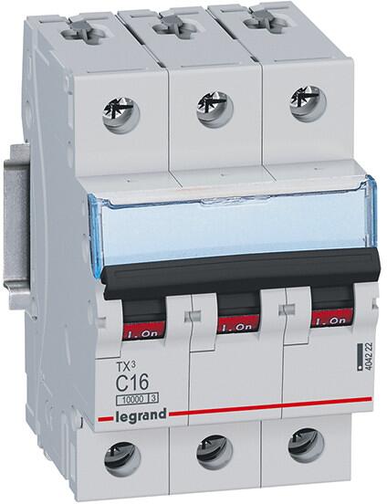 Legrand 404222 Leitungsschutzschalter, TX3, C-Charakteristik, 16A, 3-Polig, 10kA, 400V