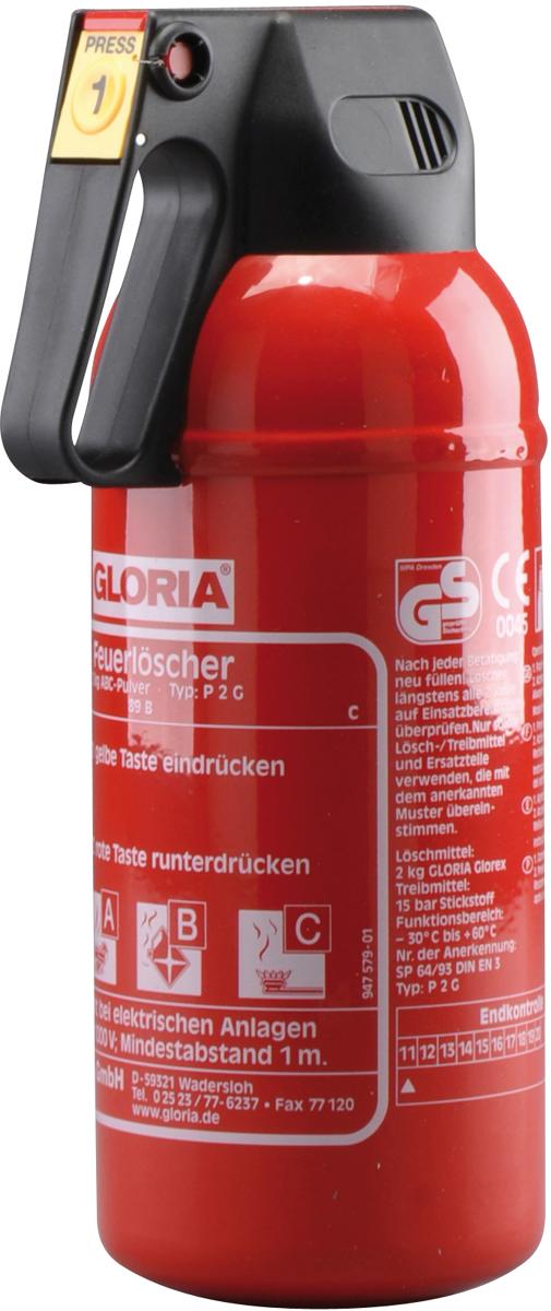 Gloria P 2 G Autofeuerlöscher (Pulver) mit KFZ-.Halter (001463.0000)  Elektroshop Wagner