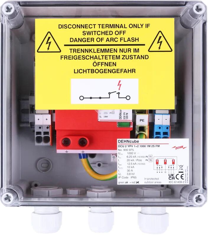 Dehn DCU 2 YPV 1+2 1000 1M 2S FM GAK im Gehäuse IP65 f. PV-Anl. 1 MPPT und 2 Strings b. 1000V DC (900975)
