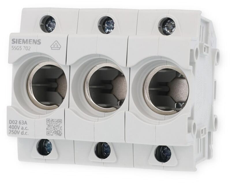Siemens 5SG5702 NEOZED, Sicherungssockel, D02, 3-polig, 63A, 400V, 250V
