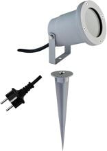 EVN Gartenspot, IP54, GU10, max. 11W, 220-240V, 1,5m Zuleitung mit Schutzkontaktstecker, silber (545234)