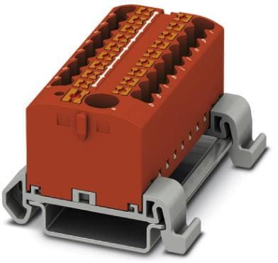 Phoenix Contact PTFIX 6/18X2,5-NS35A RD Verteilerblock mit Einspeisung, 19-Polig, rot