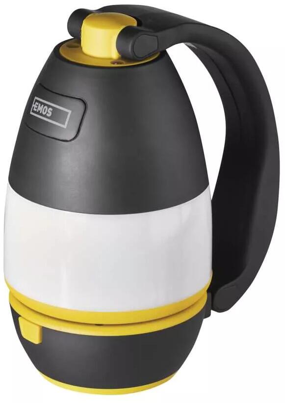 EMOS 1447013200 Multifunktionale LED-Campinglampe, 215 lm, 3× AA, schwarz/gelb