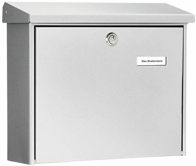 Burg Wächter Amsterdam 867 Si Stahlblech-Briefkasten, Querformat, mit Öffnungsstopp, Stahl, silber (31040)