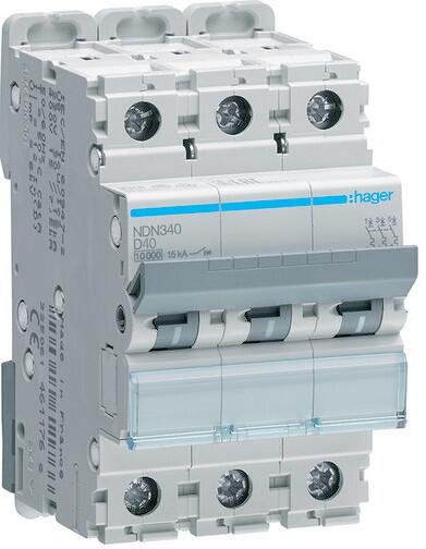 Hager NDN340 Leitungsschutzschalter 3 polig 10kA/15kA D-40A 3M