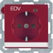Berker 41106015 Steckdose SCHUKO mit Aufdruck, Beschriftungsfeld, erhöhtem Berührungsschutz und Kontroll-LED, Q.1/Q.3, rot samt