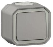 Legrand Plexo New Feuchtraum-Aufputz Taster 10 A, Steckklemmen (SL), IP 55, grau (069720L)