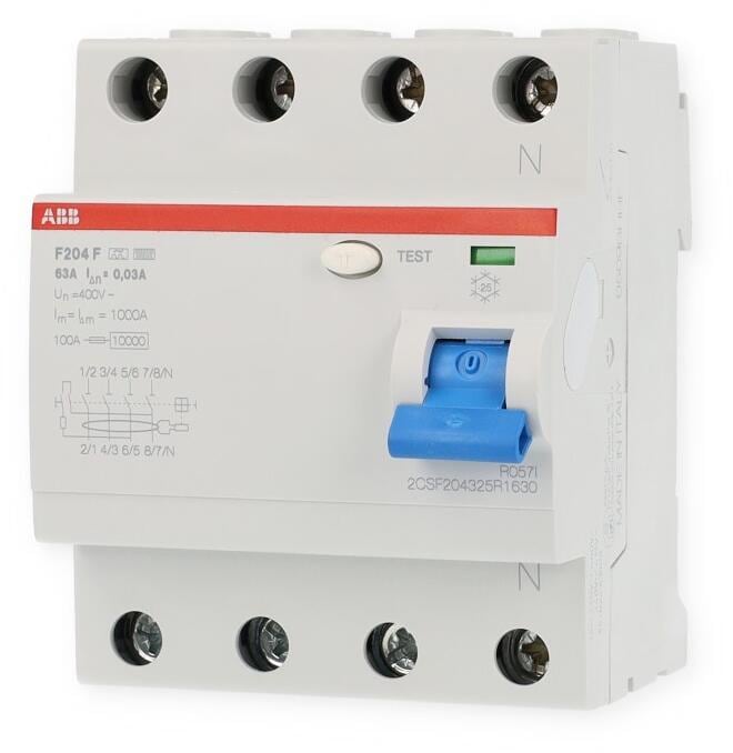ABB F204F-63/0,03 FI-Schalter, Typ F, 63/0,03A, 4-Polig (2CSF204325R1630)